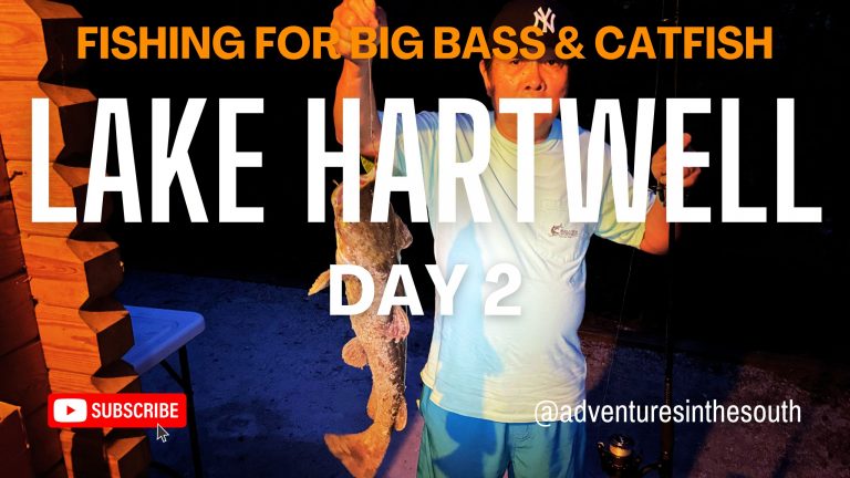 Big Bass & Catfish Fishing at Lake Hartwell | Trolling & Bait Fishing While Glamping in Camper Cabin