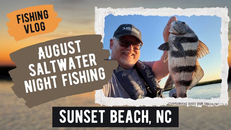 Night Saltwater Fishing Sunset Beach NC - Late August Croaker & Black Drum in a Jon Boat